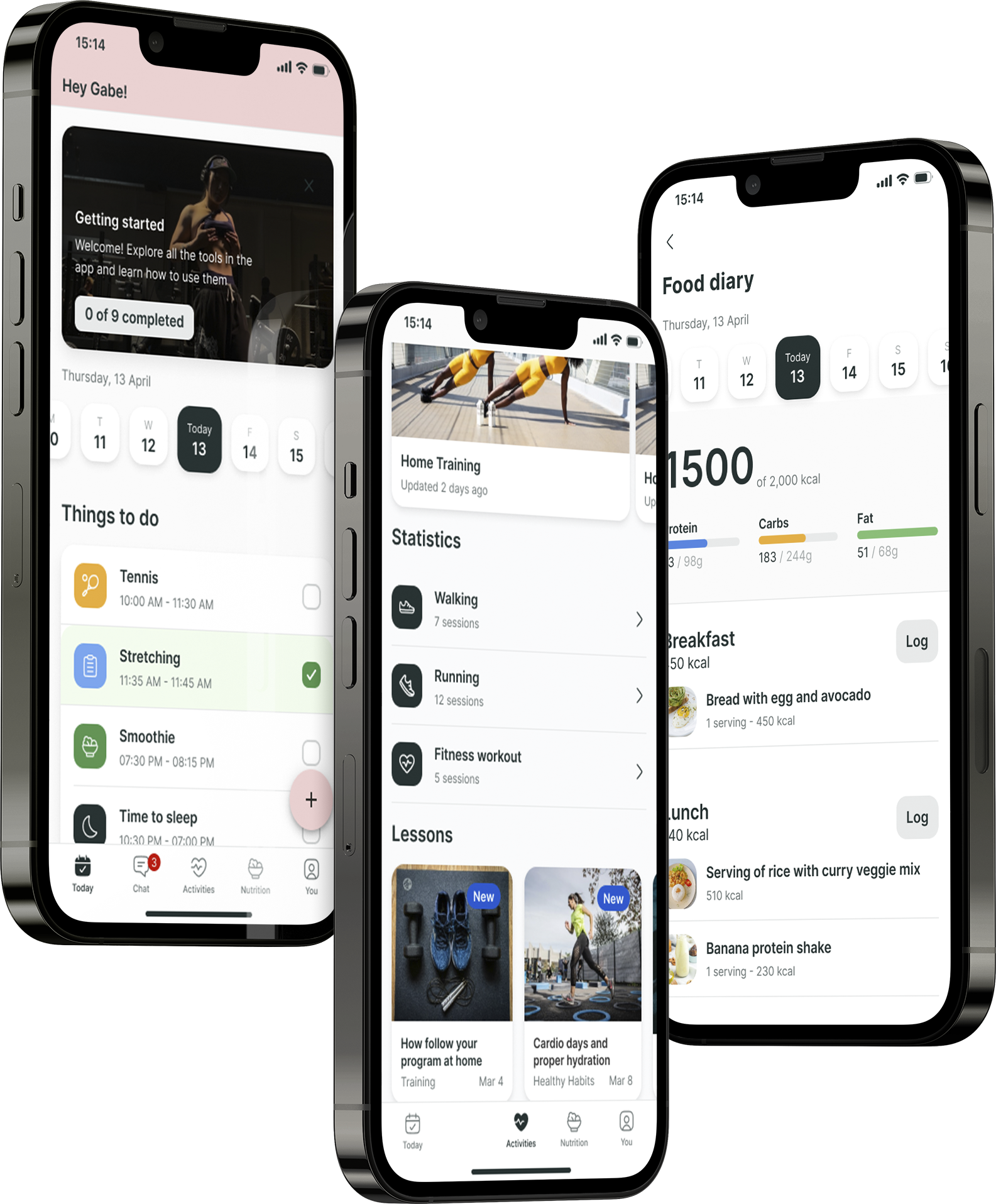 A mockup of the coaching app showcasing the features.